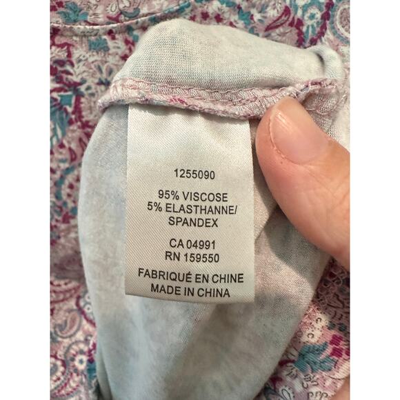 MAISON D’ AMELIE | Pink Paisley Ruched Sleeve Long Sleeve Top | XS - Picture 7 of 8